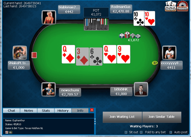 Online Poker Table